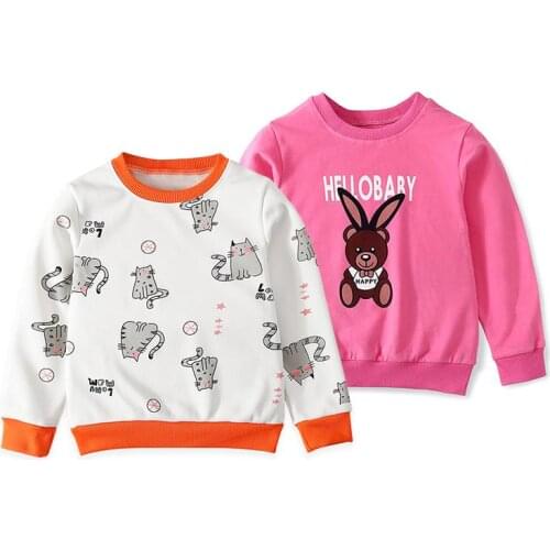 Kids Long Sleeve Sweatshirt Children Cartoon Print O-neck Simple Pullover Autumn Comfort and Soft Tops Daily Leisure Clothes
