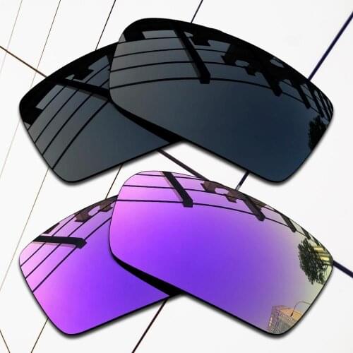 E.O.S 2 Pairs Black & Purple Polarized Replacement Lenses for Oakley Canteen 2006 Sunglasses