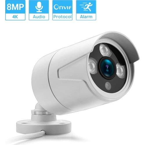Hamrolte 4K 8MP H.265 ONVIF IP Camera Audio Record Outdoor Waterproof AI Motion Detection XMEye Cloud Video Home Surveillance