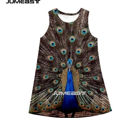 Jumeast Brand Women 3D Printed Dresses Animal Peacock Summer Fashion Sleeveless Dress Suspender Nightdress