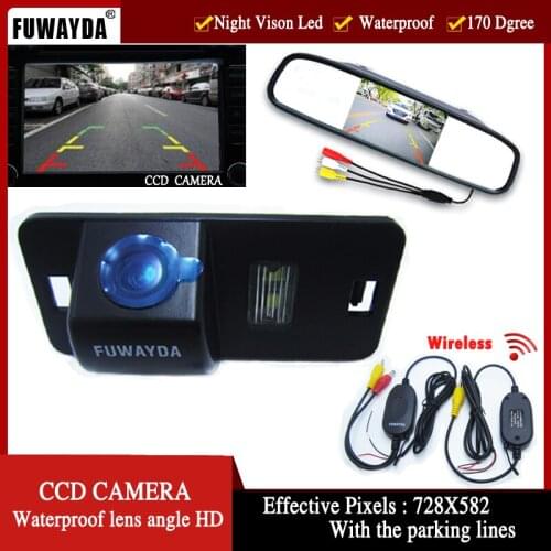 FUWAYDA Wireless Color CCD Car RearView Camera for BMW 1357 series X3 X5 X6 Z4 E39 E53 E46 with 4.3Inch Rearview Mirror Monitor