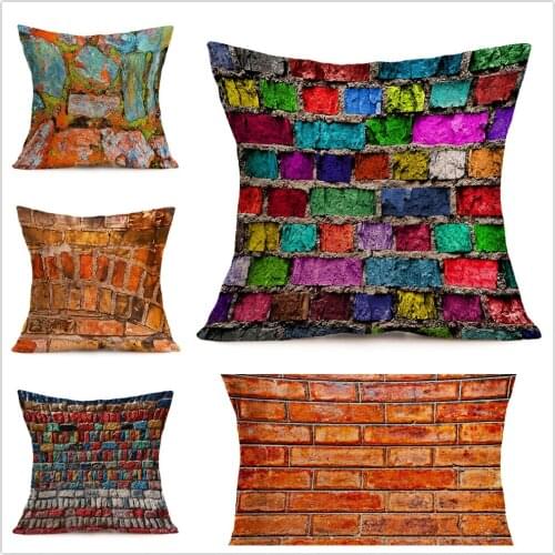 Painting In Water Colours Wall Brick Cushion Cover Pillowcase Bed Car Hotel Print Plant Home Decor Sofa Vintage Modern Cushion
