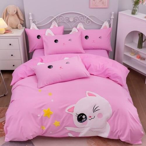 100% Cotton Cartoon embroidery Bedding Sets Twin Queen Size Duvet cover Flat/Fitted Sheet Pillow Cover For girls and boys