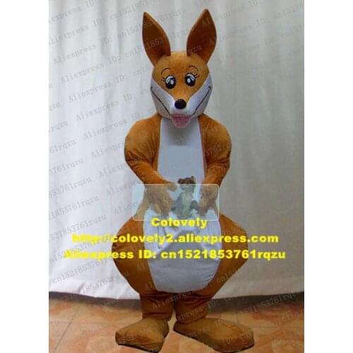 Brown Kangaroo Roo Mascot Costume Adult Cartoon Character Fancy Dress Suit Beard Attached Face Beard Root Mouth Corners zz4180