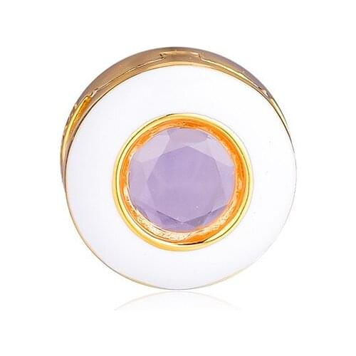 Reflexions White Color Circle Clip Golden Shine Charm Beads for Reflexions Bracelets Women DIY 925 Sterling Silver Beads Jewelry