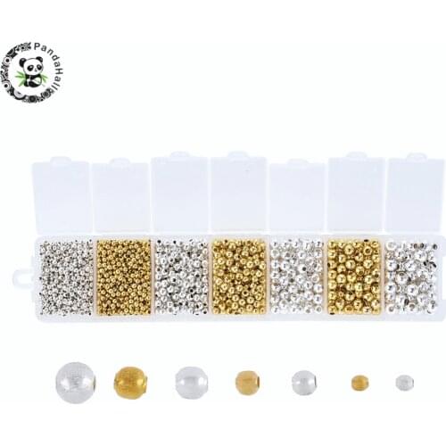 1 Box Iron Round Spacer Beads Mixed Silver Color Beads For Jewelry Making 2~5mm Hole 1~1.5mm About 105g/box Drop Shipping