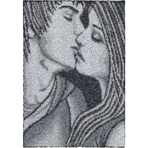 Latch Hook Kits Kiss DIY Carpet Rug Plush Wall Tapestry Kits Crochet Floor Mat Thick Yarn Cushion Arts & Crafts 87*61cm