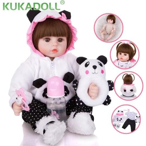 KUKADOLL Lovely Reborn Baby Doll 18 Inch Cloth Body Stuffed 48 CM Boneca Realistic Babies Girl Toys Childrens Day Birthday Gift