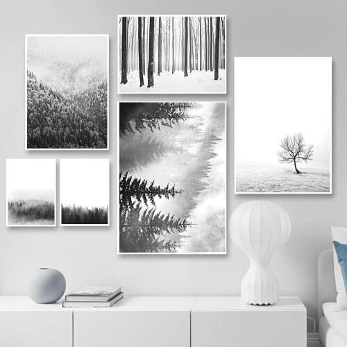 Forest Nature Photography Woodland Wall Art Trees Canvas Painting Black White Posters And Prints Wall Picture For Living Room