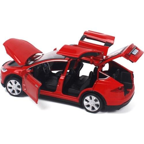 1:32 Tesla MODEL X Car Model Pull Back Alloy Car Model Die Casts Collection Toy Car Sound Light Miniature Toys Vehicle For Gifts