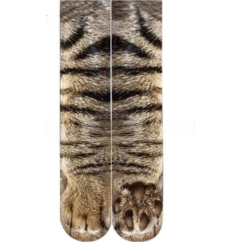 Fashion 3D Printed Women High Knee Long Socks Animal Paw Elastic Cotton Compression Sports Cycling Unisex Winter Warm Calf Socks