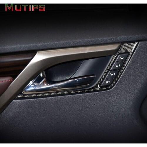 Mutips Car Inner Front Door Handle Bowl Trim Frame Cover LHD Carbon Fiber Sticker Accessory For Lexus RX300 270 200T 450H 16-19