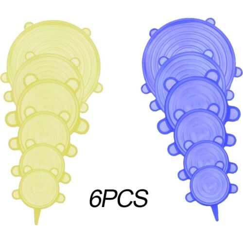New 6pcs Food Silicone Stretch Lids Universal Lid Bowl Pot Lid Stretch Lids Kitchen Accessories Gadgets Cover