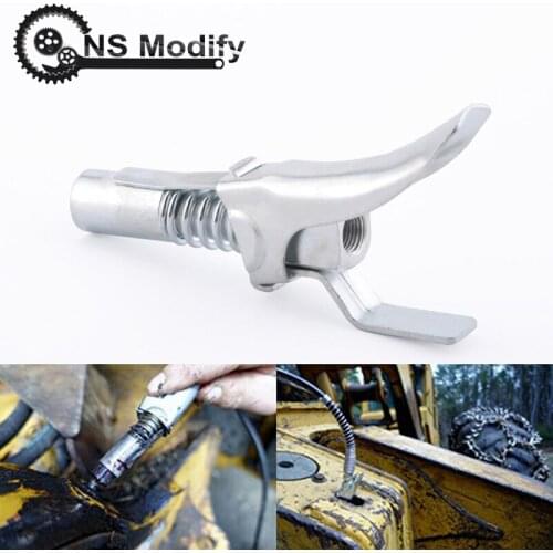 NS Modify Heavy Duty Quick Release Grease Gun Coupler onto Zerk Fittings 10,000 PSI 1/8" NPT Self-Locking Two Press Easy to Push