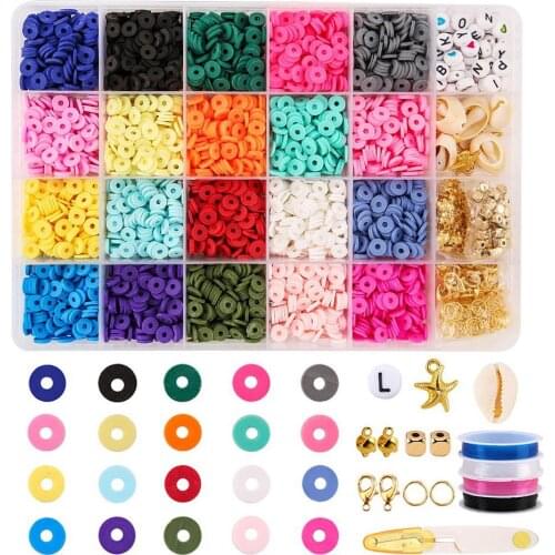 4000pc Colorful 6mm Polymer Necklace Soft Pottery Choker Jewelry DIY Kit Clay Spacer Bead Bracelet Making Ceramic Bead Set