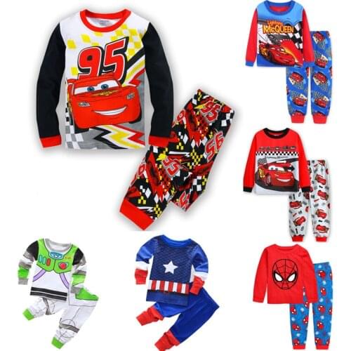 Hot Children Spider Sets Cars Boys Elsa Anna Cartoon Print Nightwear Girls Family Pajamas Kids Clothes Sleepwear Baby Pyjamas