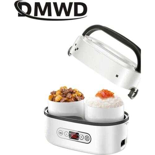 DMWD mini Electric rice cooker 1L portable ceramic liner multicooker smart insulation lunch box food warmer egg boiler steamer