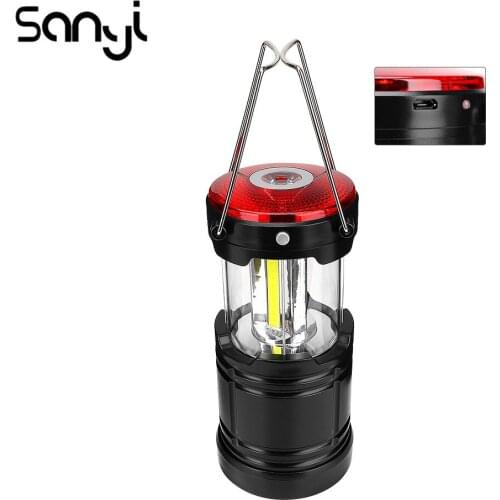 Portable Working Lantern Emergency Light Hanging Tent Flashlight COB Led+Red Lamp Lanterna Outdoor Camping Light Drop shipping