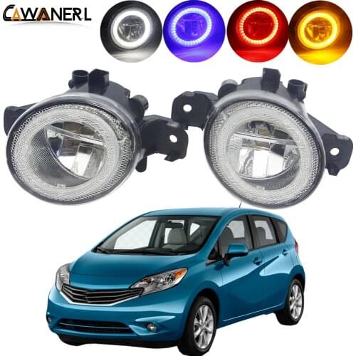 2 X LED Angel Eye Fog Light For Nissan Versa Note 2014 2015 2016 Car Front Bumper Fog Lamp Daytime Running Light DRL 4000LM 12V
