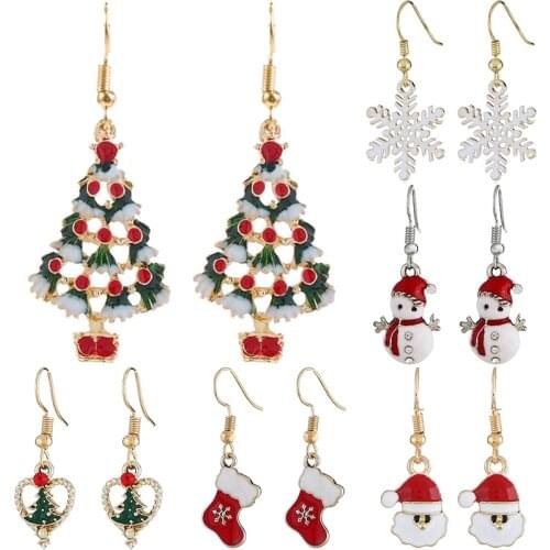 Christmas Earrings for Women Xmas Tree Santa Claus Pendant Christmas Decorations for Home Navidad 2020 Christmas Ornaments Gifts
