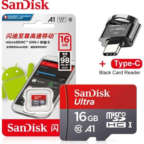SanDisk Micro SD Card 256GB 128GB 32GB 64GB 16GB Ultra Class 10 Memory Card Flash Cards microSD mini card Type C Card Reader