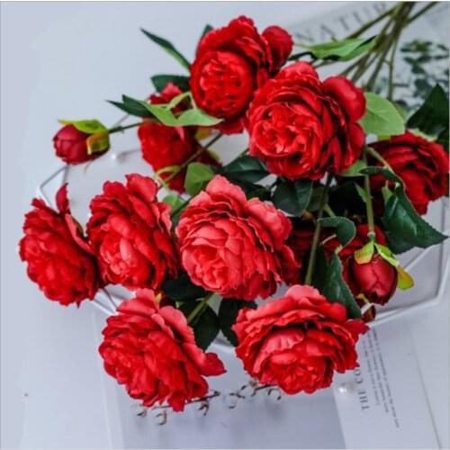 10 bouquets of peonies 3 heads High-quality artificial flowers Wedding Flower arrangement Diy Indoor furnishings Home decoration