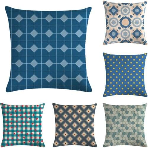 Blue Mediterranean Small Anchor Wave Dot Geometric Printed Cushion Cover Pillowcase Square 45*45cm Bedroom Decor Cojines