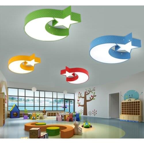 Student Romantic Ceiling lamp reading Lighting colorful led Luminaria Cartoon Star Moon Lamp For Children Bedroom Ceiling Light