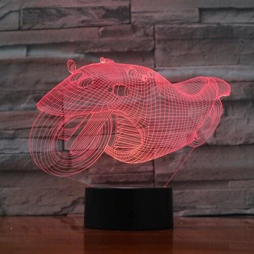 Super Cool Motorcycle 7 Colorful Gradient Atmosphere Lamp 3D LED Night Light USB Table Bedside Lamp Boys Kids Cartoon Decor Gift