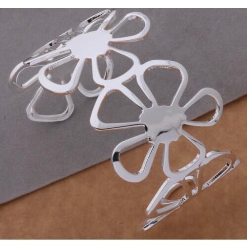 SZ-AB127 Hot Selling 925 Stamped Silver Bangle For Woman Man Silver Plating Fashion Jewelry A Clover Bracelet /aiyajafa Bvdakmka