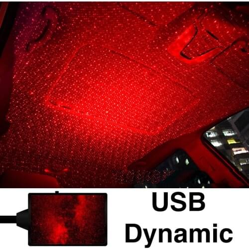 Universal LED Car Roof Star Night Lights Interior Ambient Atmosphere Galaxy Lamp USB Plug Light Decoration Light red blue USB 5V