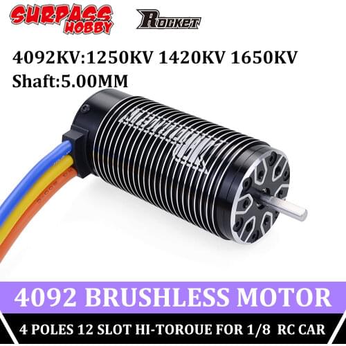 SURPASS HOBBY Rocket 4092 Waterproof Sensorless Motor Brushless Motor 5mm Hi-torque 4 Poles 1420KV 1650KV for 1/8 RC Car Trx4