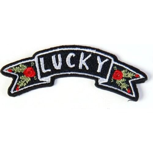 Lucky Embroidery Iron on Letter Patch for Clothing Sew Repair Applique for Backpack Jacket Patches Jeans Badges Clothes Stickers