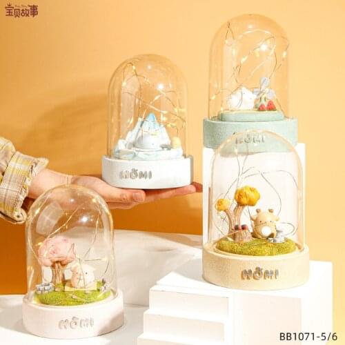 Japanese Four Seasons Scene Glass Cover Deer LED Night Lights Resin Scene Home Desktop Decoration Glow in the dark Wedding Gifts