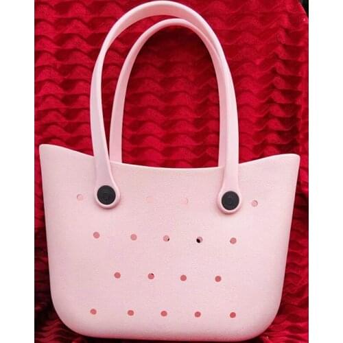 Jelly Colored Large Capacity Summer Silica Gel Beach Bag With Outdoor TPE Shopping Basket Bags for Women