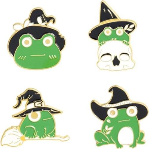 Witch Frog Anime Badges Cartoon Lapel Pins Enamel Brooches For Women Cute Pins Metal Decorative Badges Gothic Brooch For Clothes
