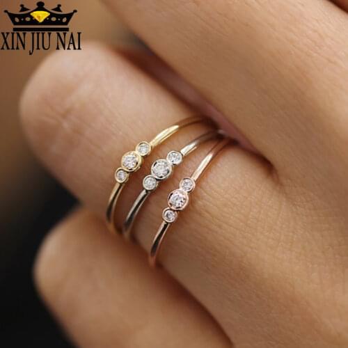 Anillos Silver 925 Ring Shining Zircon Small Women Wedding Rose Gold/silver Color Charming Crystal Elegant mini Jewelry