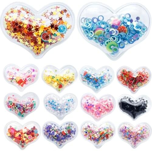 38x30mm 1pc Heart Shape Transparent Qucksand Shaker Bling Sequins DIY Make Hair Clip Accessories Craft Phone Decoration,Yc18144
