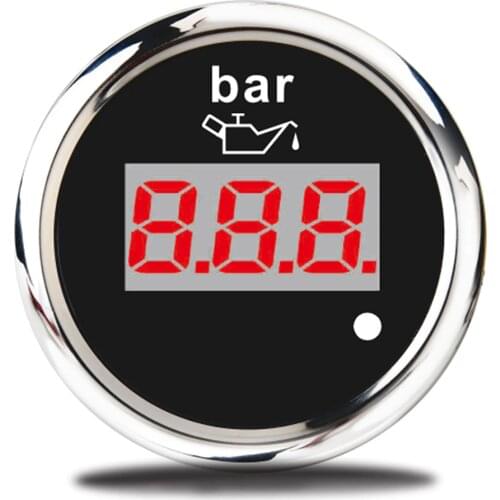2 Inch 52MM Digital Oil Pressure Gauge 0-10 Bar 12V/24V Marine Oil Pressure Meter With Alarm Meter For Auto Car Boat Yacht Truck