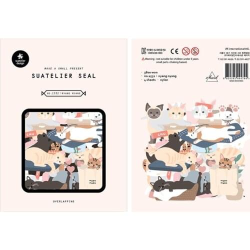 4sheets/Pack Korea Brand Suatelier Cute Cats High Quality Paper Stickers Seal DIY Diary Stationery Scrapbooking Decoration