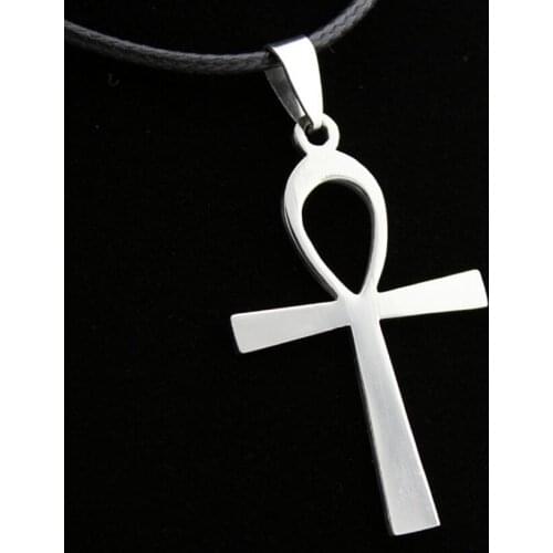 Amulet Pendant Egyptian Ankh Crucifix Necklaces Pendants Steel Metal Symbol of Life Cross Necklaces Jewelry Gifts Rope Chains