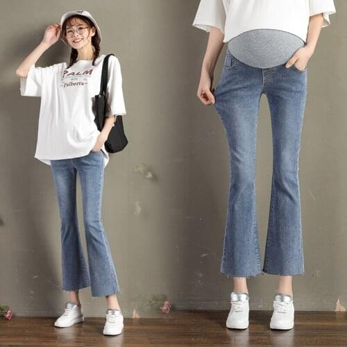 Pregnant Women Jeans Fashion Tide Mother Micro Horn Bottom Pants Spring And Autumn Wear Pregnant Women Nine Pants