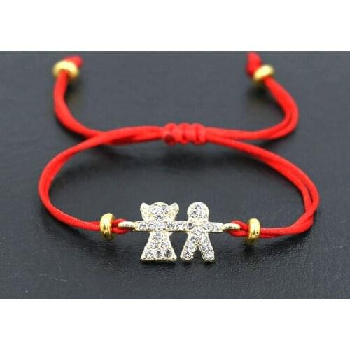 BPPCCR Sweet Lovely Gold Color Boys Girls Friendship Braid Bracelet Red Thread Rope Love Wish Bracelets For Men Women Couples