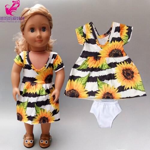 Baby Doll summer dreswith underwear 18 inch girl doll clothes One-shoulder Bell-bottom Outfit