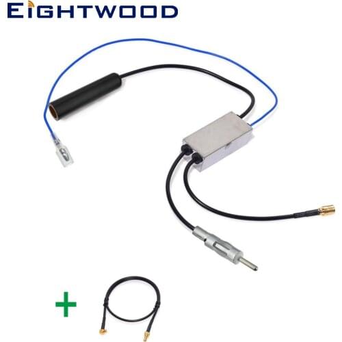 Eightwood Conversion FM/AM to DAB/DAB+/FM/AM Car Aerial Amplifier/Converter/Splitter and MCX Antenna Adapter Cable for C-KO DAB