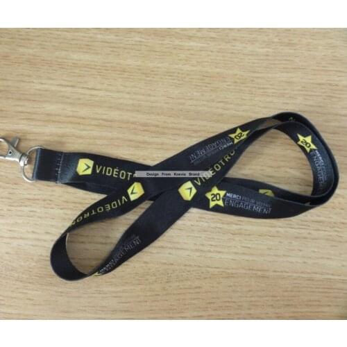 Hot New Black Neck Lanyard Yellow Logo Print Cheap Anniversary Party Promotion Gift Lanyards 15mm Width