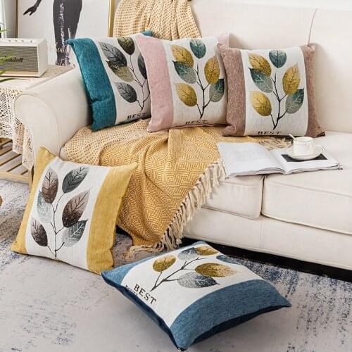 GY0092-3 Leaves Printed Cotton Cushion Case (No Filling) 1PC Polyester Home Decor Bedroom Decorative Sofa Car Throw Pillows