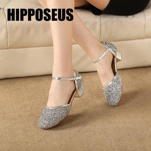 Hipposeus Girls Dance Shoes Closed Toe Latin Dance Shoes Women Ladies Girls Tango Jazz Dance Shoes Salsa Sandral Dropshipping