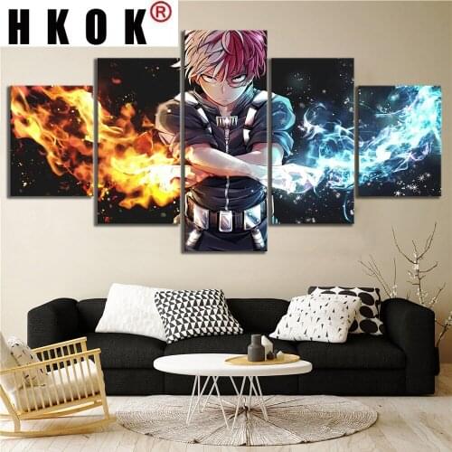 HKOK 5 Panels Wall Art Work Canvas Painting Printed HD Anime Characters Modular Pictures Poster For Living Room Home Decoration