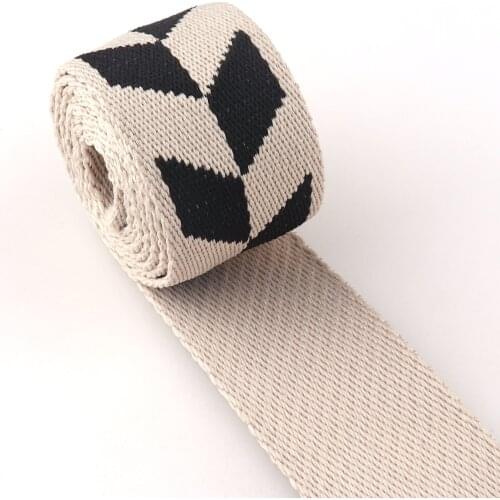 Cotton webbing 1.5 "(38mm) striped webbing colorful ribbon bag belt cloth belt canvas webbing Shape many colors many styles